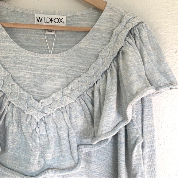 NWT Wildfox blue lais ruffle cropped sweater - Picture 4 of 8